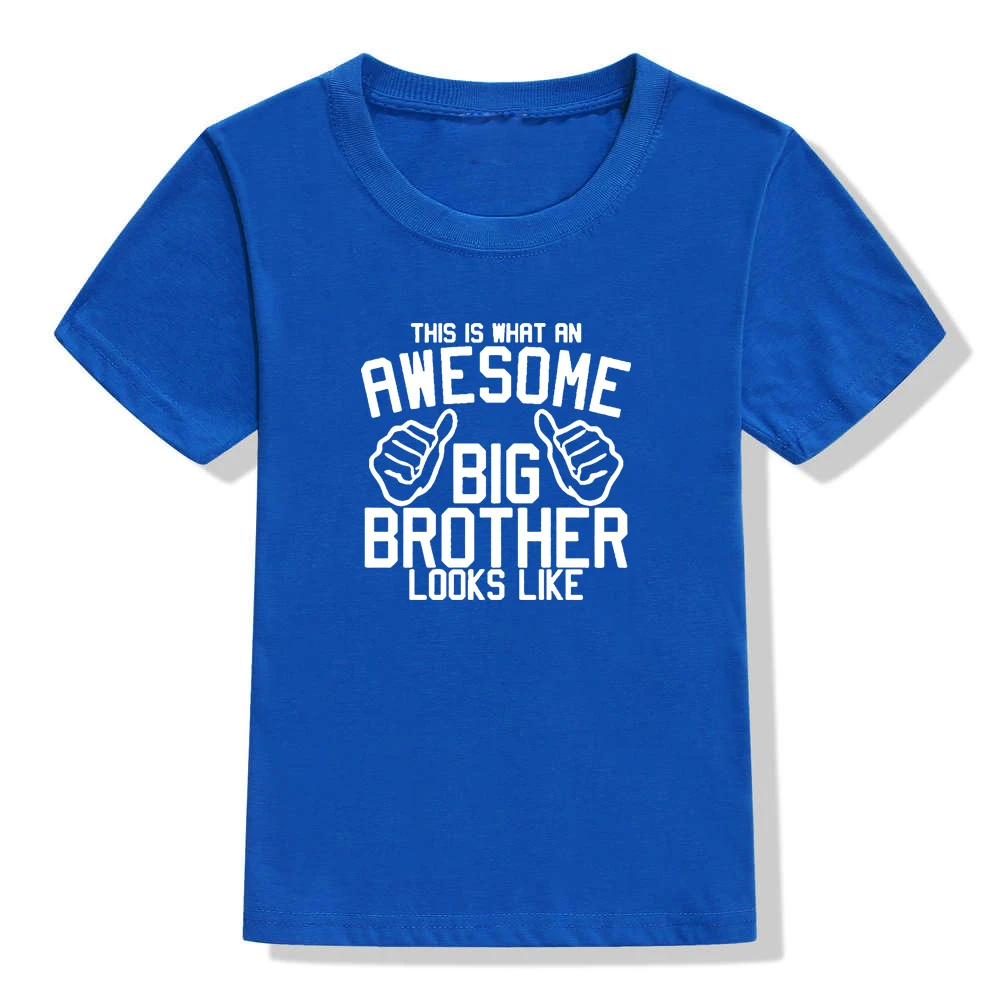Футболка для девочек с надписью «This Is What A Awesome Big Brother Look Like»; летняя одежда; модные футболки для мальчиков; топы унисекс с короткими рукавами