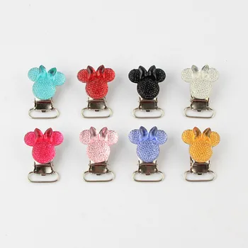 

Handmade 5pcs Stainless Steel Child Nipple Funny Pacifier Lovely Resin Mini Mouse Baby Pacifier Clips Holders Pacifier Clasps
