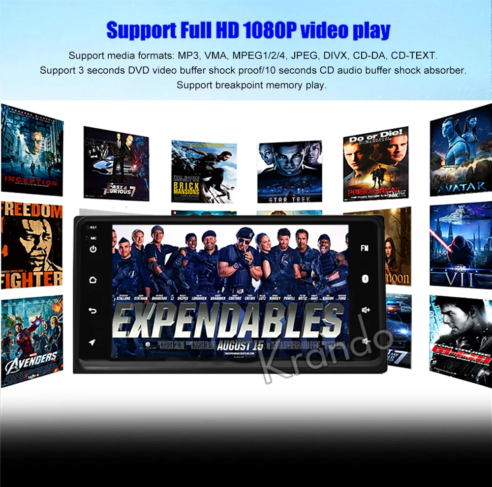 Best Krando Android 8.1 7" IPS Full touch car navigation system for Toyota Universal radio player stereo gps multimedia Bluetooth 8