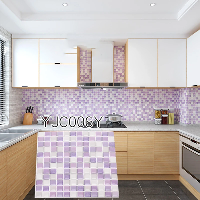 Kitchen bathroom Epoxy Solid Square Wall Sticker Self-adhesive Wallpaper Home Decor Wall Sticker Waterproof Oilproof
