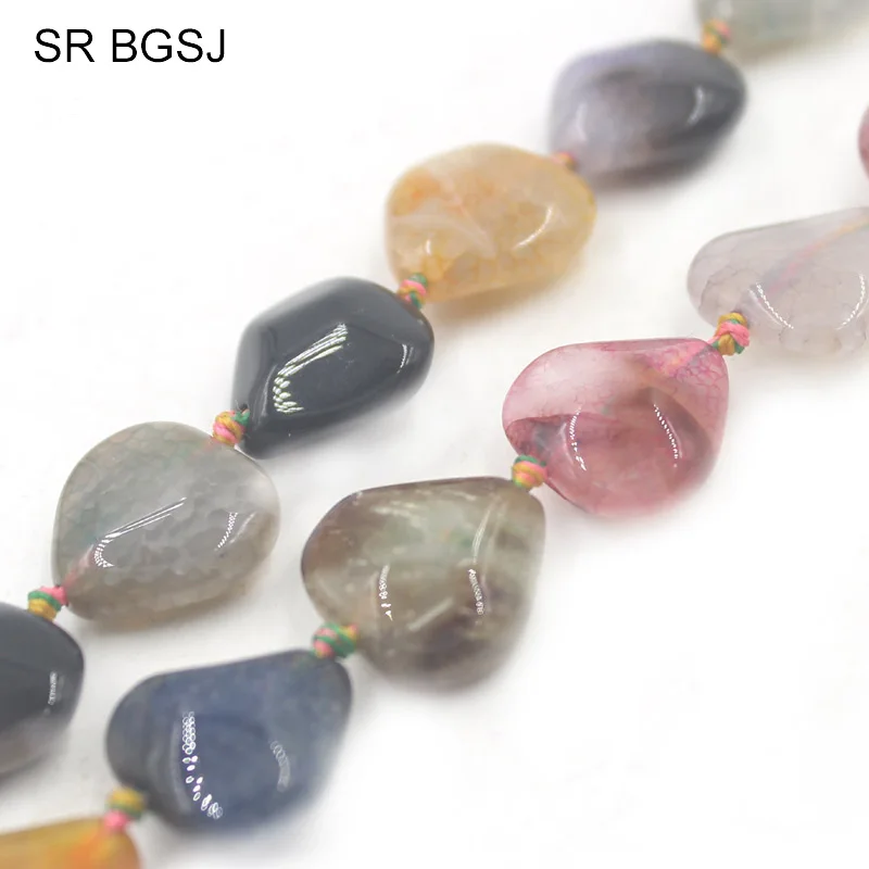 

Free Shipping Multicolor Mixed Crackle Agat Onyx Gems Stone Round Jewelry Making Loose Heart Beads Strand 15"
