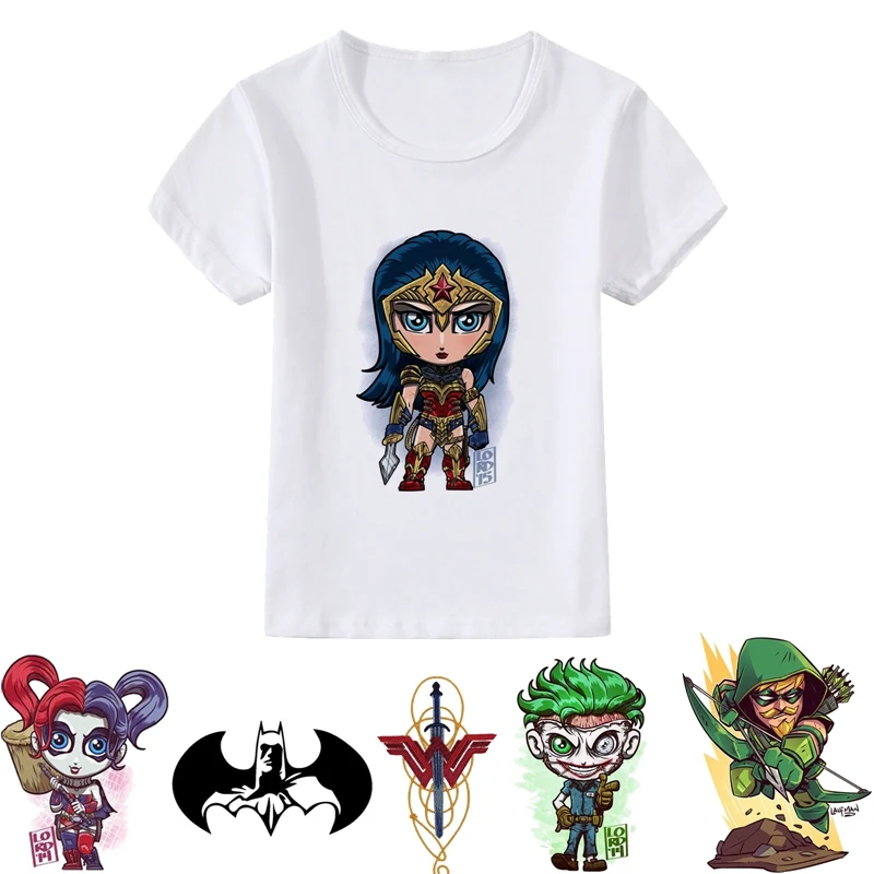 

Justice League DC Comics Cool animation patterns Modal Summer Kidswear, Boy/girl Summer T-shirt Short Sleeve White Kid Clothes