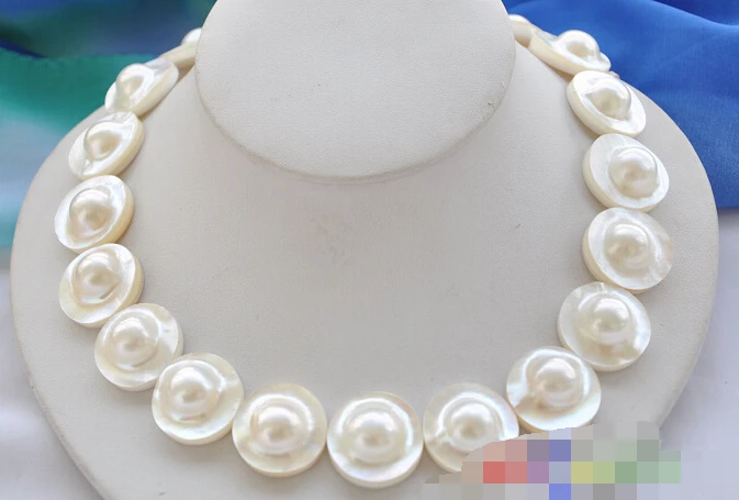 

Jewelr 004847 PERFECT AAA++ 18" 22mm WHITE ROUND SOUTH SEA MABE PEARL NECKLACE
