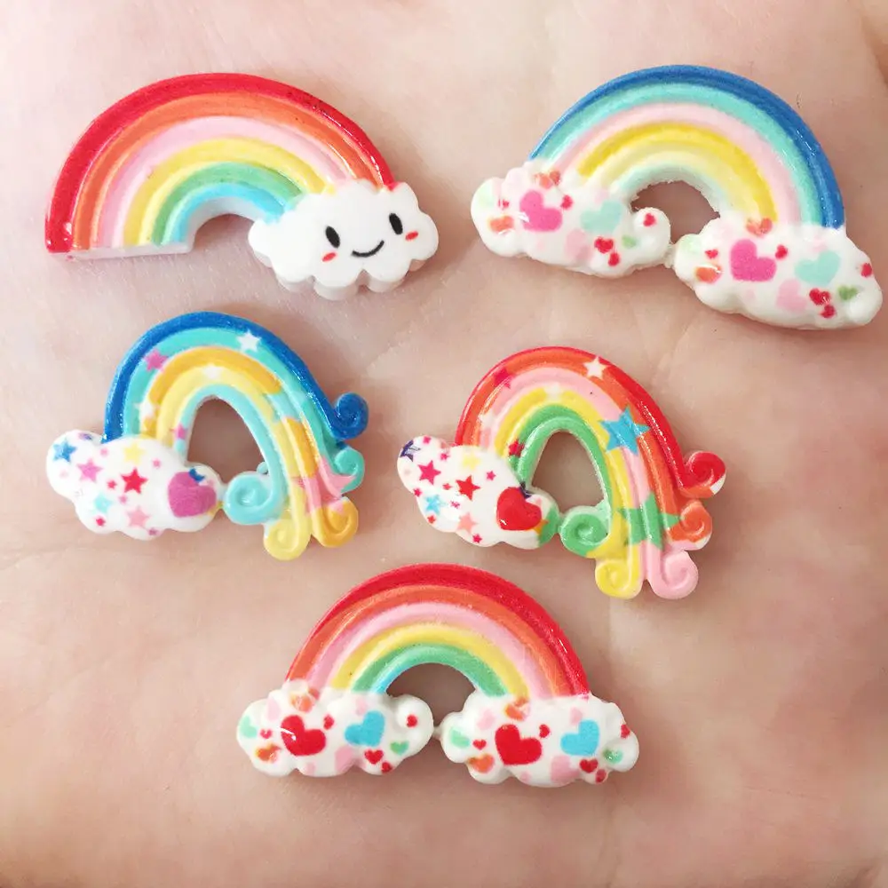 

New DIY 10Pcs Resin Variety Rainbow Flatback Stone Child Manual Works DIY Scrapbook R31A