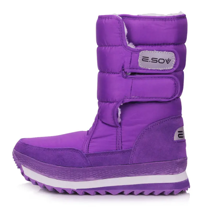 Зимние сапоги; женская обувь; зимние сапоги до середины икры; Женская водонепроницаемая плюшевая обувь на платформе; теплая женская обувь; Zapatos De Mujer; размера плюс; - Цвет: purple