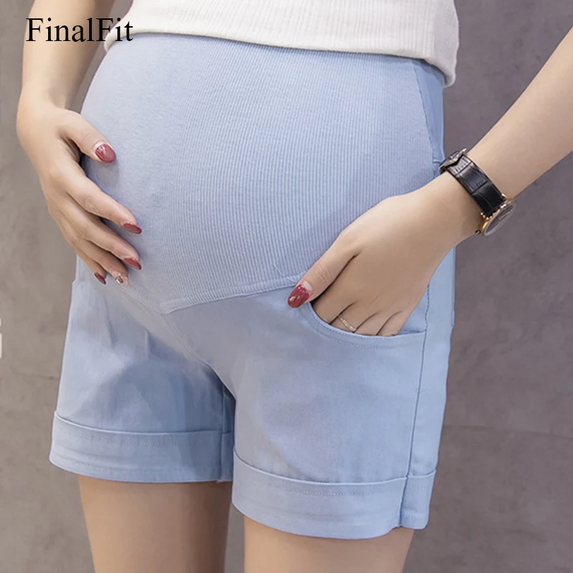 

FinalFit Maternity Shorts Pregnant Woman Elastic Skinny Belly Shorts Fashional Hot Spring Summer Pregnancy Shorts Pants