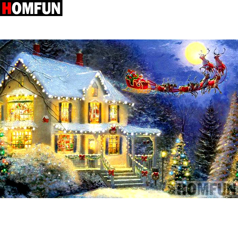 Алмазная живопись HOMFUN A09518 картина Рождественская машина с полными