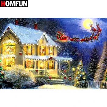 

HOMFUN Full Square/Round Drill 5D DIY Diamond Painting "Christmas car" Embroidery Cross Stitch 5D Home Decor Gift A09518