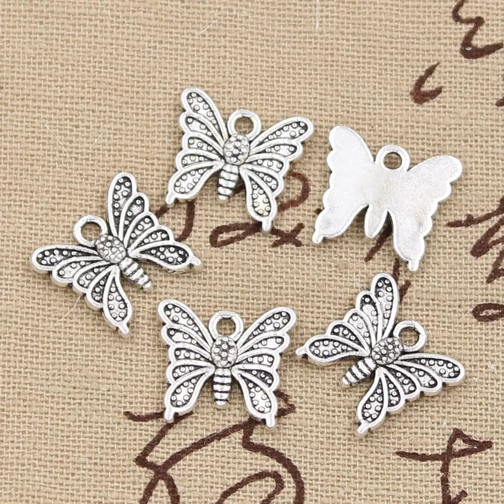 Подвески в виде бабочки 15x14 мм покрытые античным серебром 25 шт.|charms butterfly|butterfly charmscharms jewelry making |
