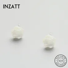 INZATT модные Настоящее серебро 925 проба в виде ракушки цветок серьги гвоздики для женщин романтические Драгоценности Brincos Artsy аксессуары Подарки