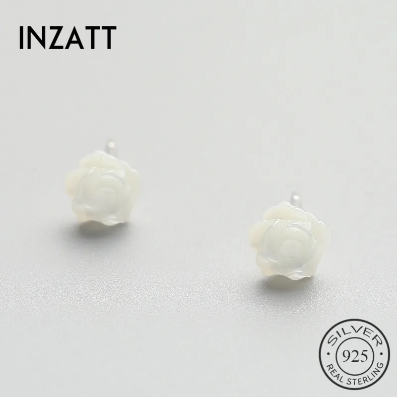 

INZATT Fashion Real 925 Sterling Silver Shell Flower Stud Earrings For Women Romantic Jewelry Brincos Artsy Accessories Gifts