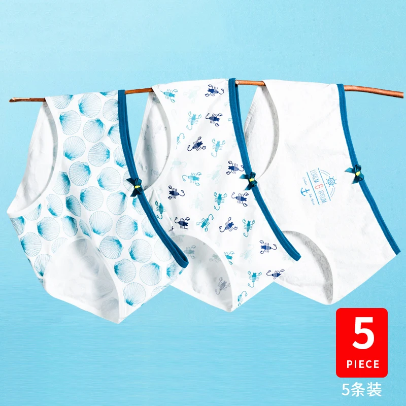 

5PCS Women panties High-quality cotton briefs print girls underwear ladies summer pants female underpants