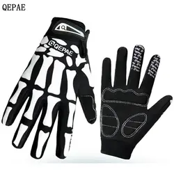 Черный Белый Скелет велосипедные перчатки с длинными пальцами одежда ветрозащитная осень-зима наружные противоударные спортивные