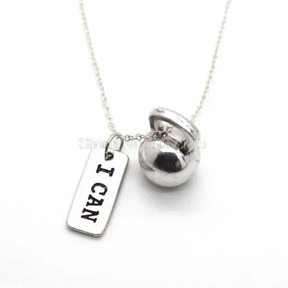 12pcs/lot I Can & Kettlebell Necklace Crossfit Jewelry Fitness Charm