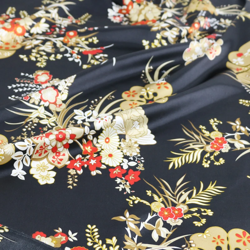 

Vintage Flowers Cosplay Diy Cloth Satin Charmeuse Fabric Japan