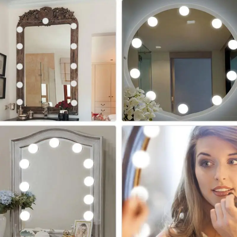 

4.6m 10 LED Lustre Dresser Makeup Mirror Light Strip With Adjustable Hidden Wire BESRROM Toilet Table Table Lighting Decor Lamp#