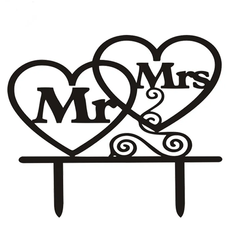 Черный мы любим вас Mrs & акриловый торт Топпер Mr флажки для торта на свадьбу юбилей