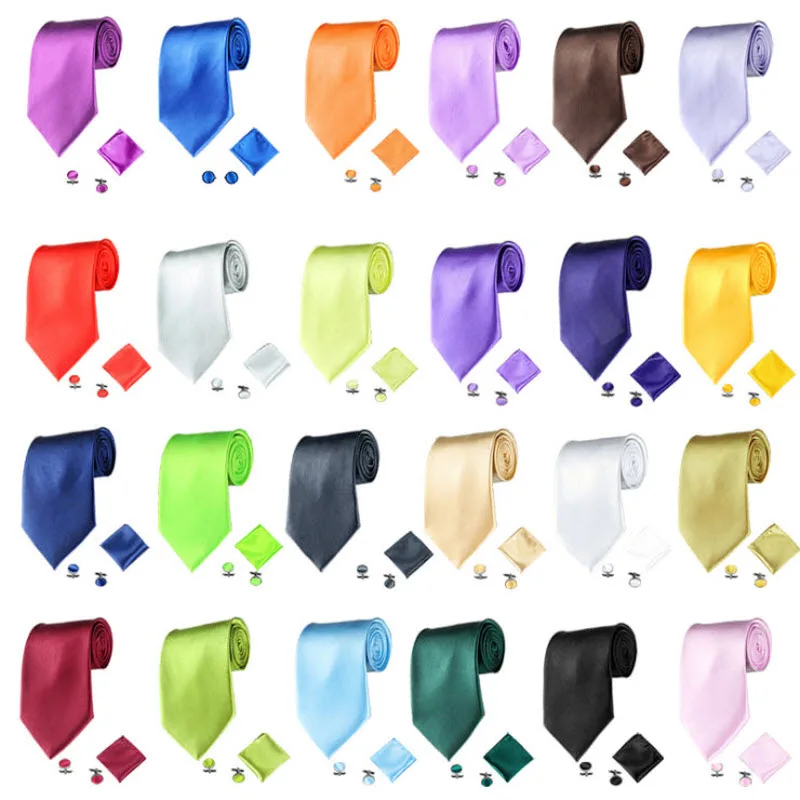 

Mens Ties Pocket Square Cufflinks Set 10cm Neck tie Hanky Neckties Handkerchiefs Wedding Business Groom Ties