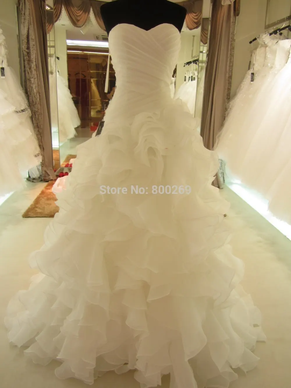 

Hot Sale Real Picture Organza Sweetheart Ruffle 2015 Wedding Dress/Bridal Gown SL-7070