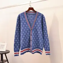 HGTE осень зима кардиган свитер женский вязаный Повседневный модный тонкий свитер свободные пуговицы в один ряд кардиганы с v-образным вырезом свитер