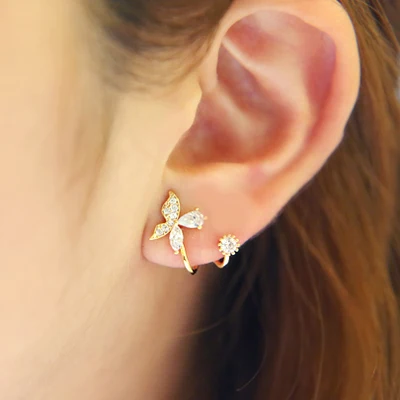 

wholesale rhinestone butterfly ear ring clip no ear hole nopain clip