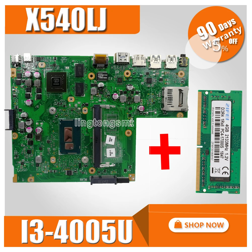 X540LJ اللوحة + 4G-RAM I3-4005 GT920M ل ASUS X540LJ X540L F540L اللوحة المحمول X540LJ اللوحة X540LJ اللوحة