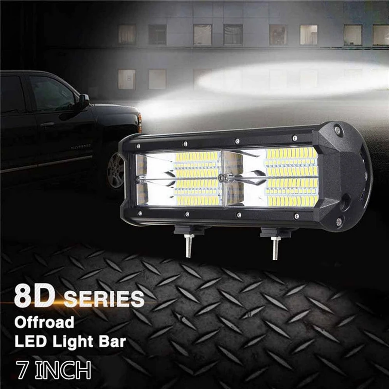 New 7inch 216W 8D Aluminum LED Work Light Bar Flood Driving Lamp SUV ATV Offroad 4WD 21600LM