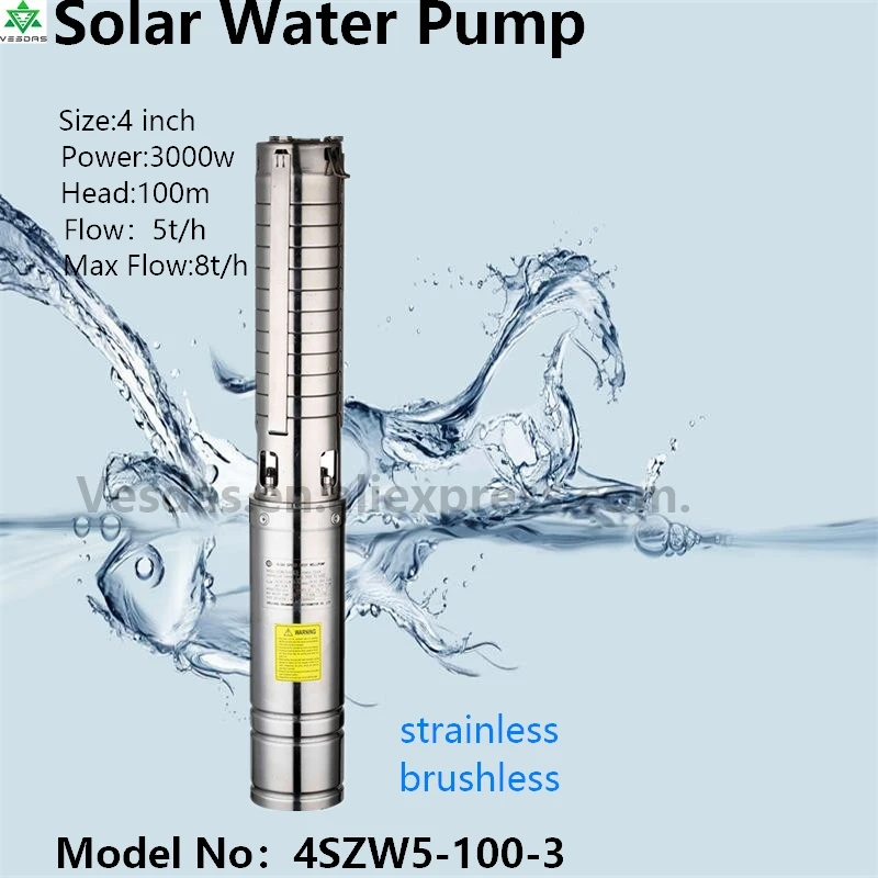

4Inch 3000W AC220V DC300V with Permanent Magnet Synchronous Motor Flow 5T/H Head 100M for Farm Deep Well Solar Water Pump