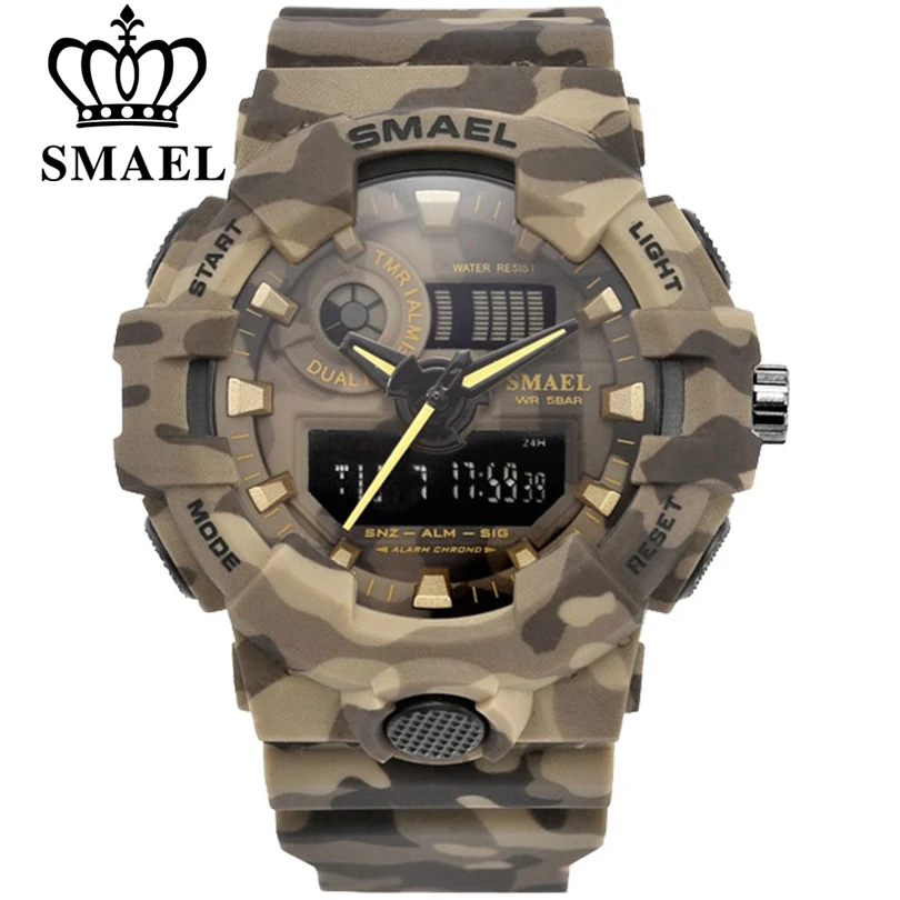 SMAEL Sport Watch Military Watches Men Army Digital Writwatch LED 50m Waterproof Men's Watch Man Wa