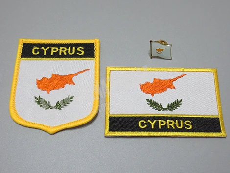 

National Flag Embroidery Patches and Metal Flag Lapel Pin CYPRUS