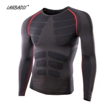 LANBAOSI мужские компрессионные рубашки с длинным рукавом для тренировок фитнеса тренировки для велоспорта плотная спортивная одежда быстросохнущая базовый слой майки