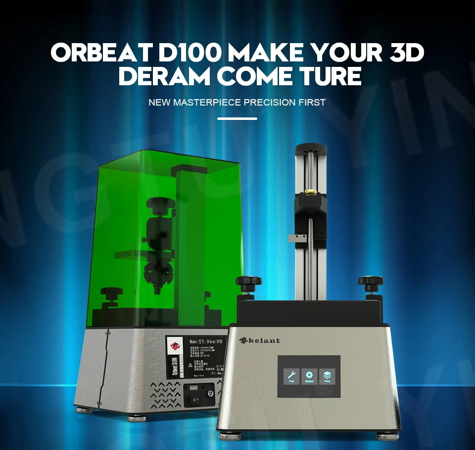 Обновленный принтер Kelant D100 UV 3D с ЖК дисплеем собранный Фотон из смолы SLA Light Cure 3 5