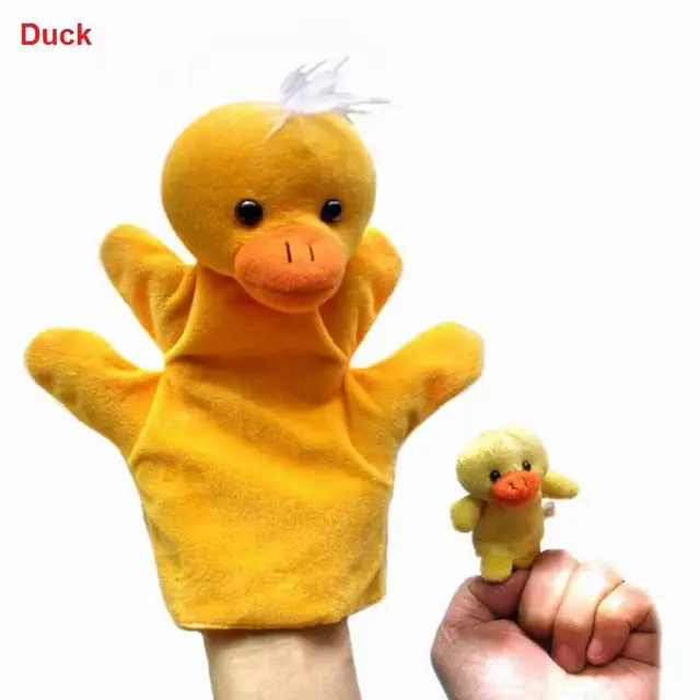 1set Funny Hand Puppets and Finger Puppet For Kids Plush Hand Puppets