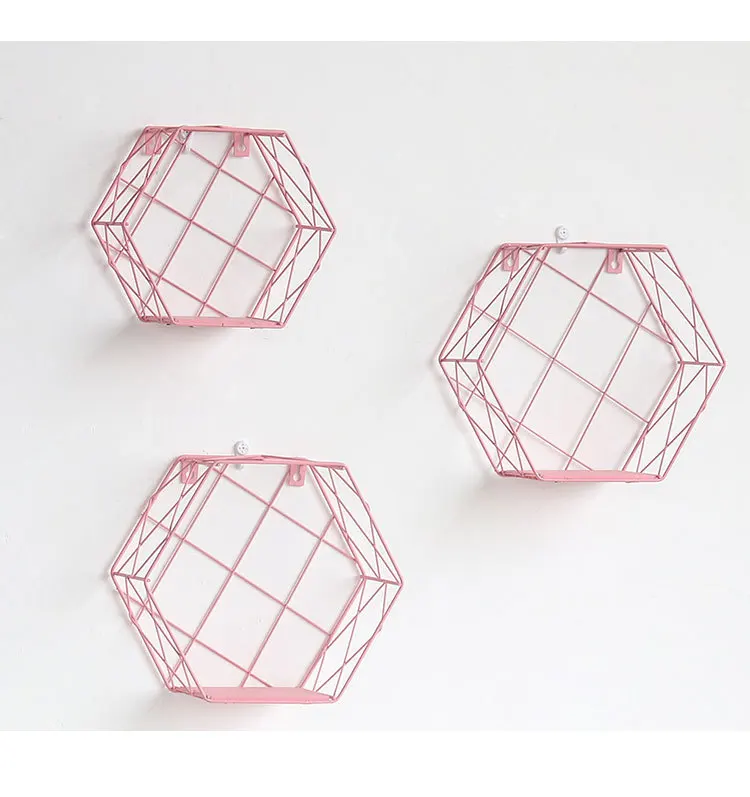 Pink series girl heart wrought iron grid racks (24)