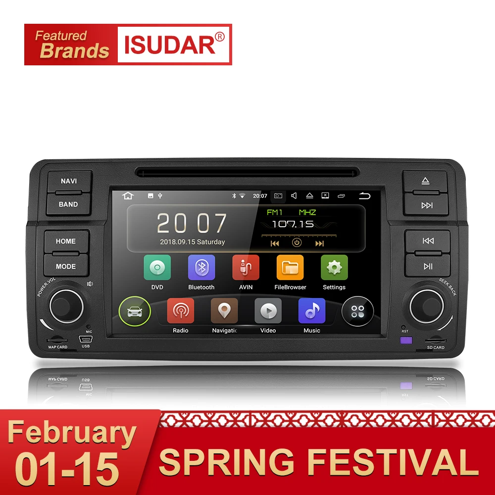Günstige Isudar Auto Multimedia player Android 8.1.0 GPS 1 Din DVD Automotivo Für BMW E46 M3 MG ZT Rover 75 Wifi Radio FM 4 Kerne 16 GB DSP