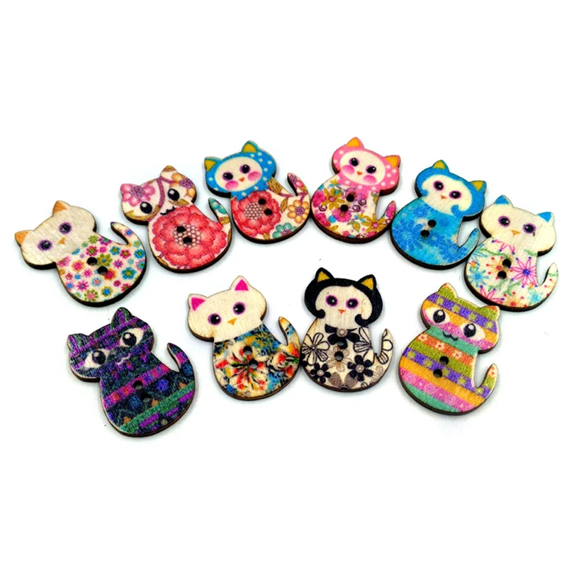 

50Pcs Colorful Mix Wood Wooden Button Sewing Scrapbook Craft DIY Decor Craft Scrapbooking Apparel Sewing Fabric Buttons