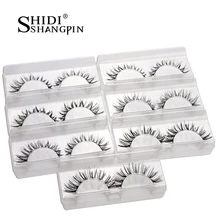 7 пар/коробки ручной работы, длинные ресницы натуральный поддельные ресницы толстый индивидуальный крест Красота макияж Крылатый ресницы Долли ресницы
