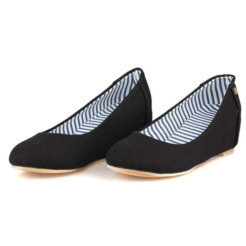 

2017 new fashion canvas hidden wedge espadrilles women shoes slip on casual loafers height increasing elevator big size 34-45