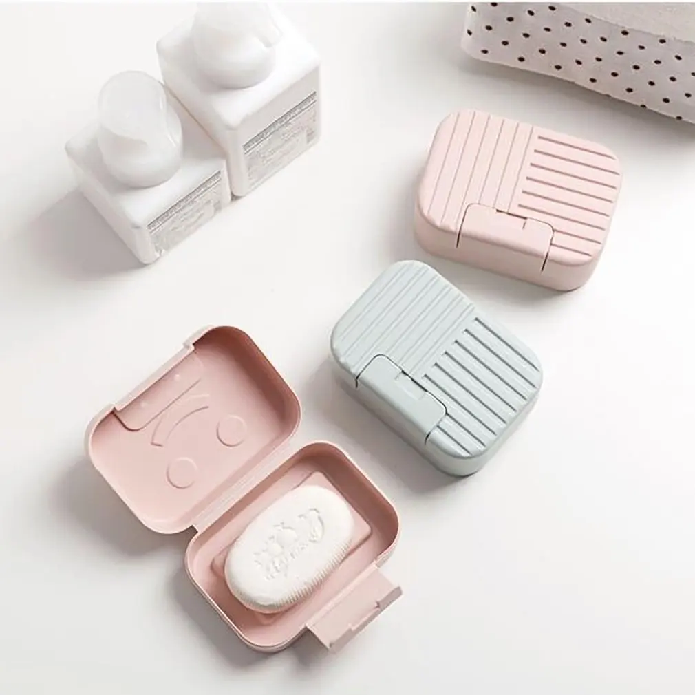 

Portable Plastic Drain Layer Travel Washing Soap Box with Lid Seal Leak-proof Dish Case Non-slip Soap Case