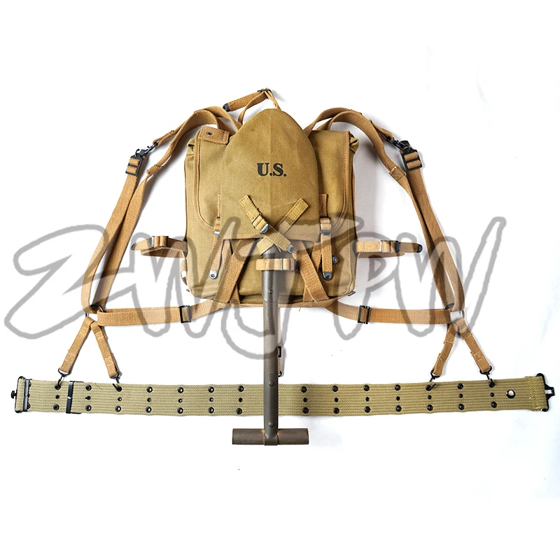 WW2 армии США USMC M1941 пакет сочетание армии США пояса UA X-STRAPS с T-SPADE и SPADE крышка