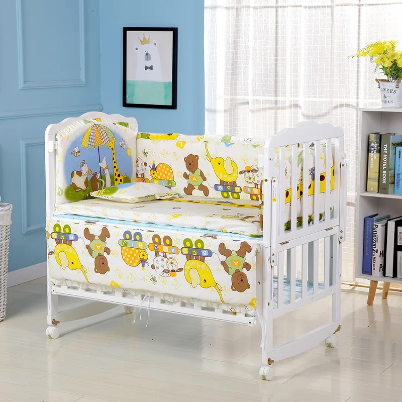 Infant Bedding Set Cotton Newborn Baby Crib Bumpers Safety Bed Fence Protector Baby Room Decor 5pcs/set crib bumper
