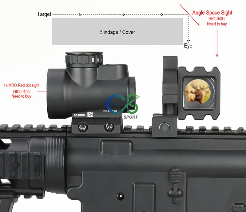 Ângulo de Visão Holográfico para Wargame Dragão Completa Metal Refletir Airsoft Espelho Canto Vista 360 Girar Reddot Cqb Gs1-0401 E.t 9 Cheap Lunetas Riflescopes