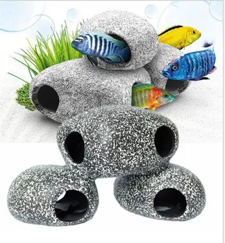 

1pcs Funny Ceramic Rock Cave Stone Decoration For Fish Tank Benefical Accessories for Cichlids's Existence aquarium