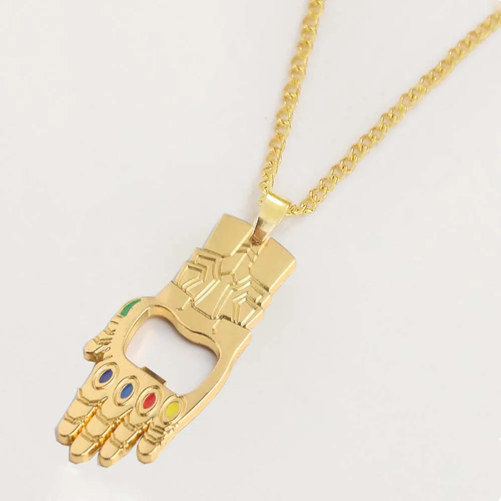 

SG New Thanos Bottle Open Beer Infinite Power Gauntlet Necklaces Pendants Avengers 3 Choker Keyring Men Lady Boy Gift