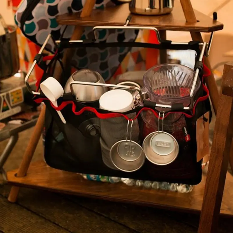 Складной кухонный органайзер для пикника, сетка для кемпинга/барбекю с железной стойкой, переносная сумка для хранения, вечерние