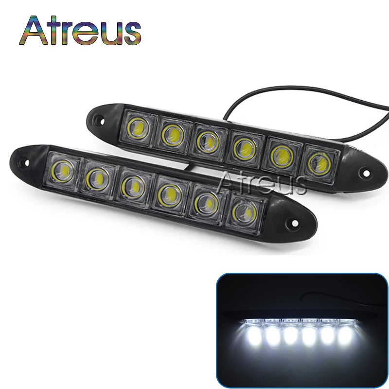 

1Pair Car LED Daytime Running Lights 12V 6 LEDs Fog Lamp DRL For Seat Leon Ibiza Altea For Mazda 3 6 2 CX-5 2 Car Accessories
