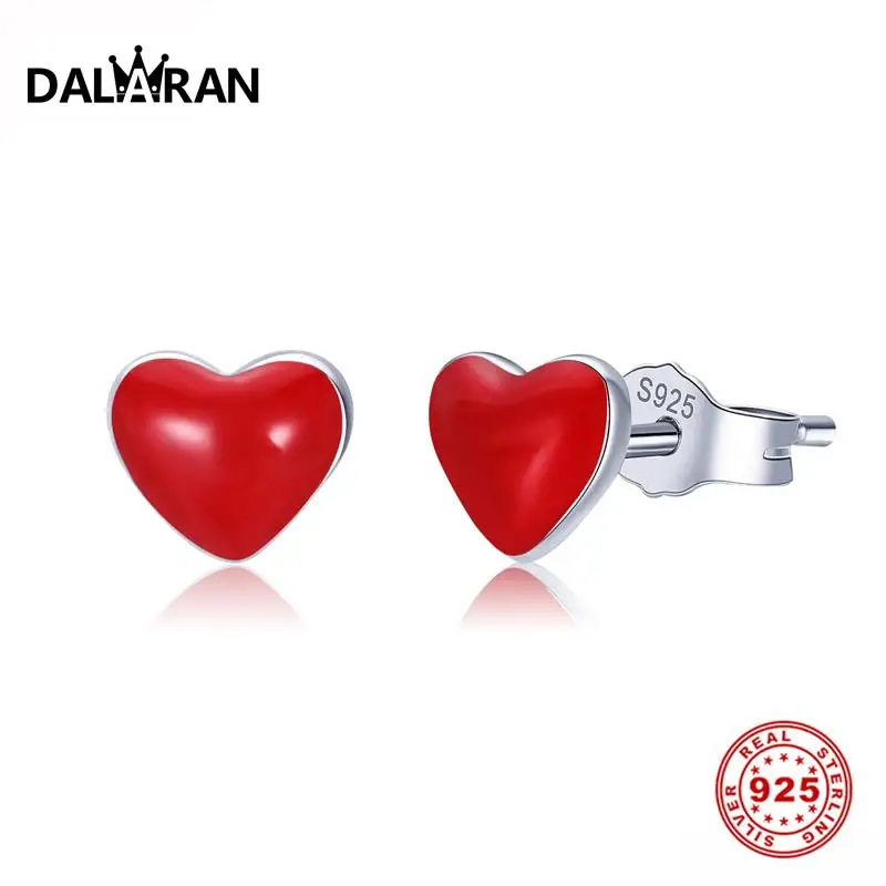 DALARAN элегантные серьги-гвоздики 100% Настоящее 925 пробы серебро сладкое сердце