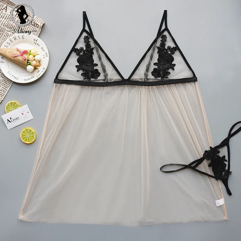 ALINRY Babydoll Lingerie Sexy Women Plus Size Erotic Transparent Mesh Costumes Dress Embroidery Floral Lace Lenceria Underwear ALINRY Babydoll Lingerie Sexy Women Plus Size Erotic Transparent Mesh Costumes Dress Embroidery Floral Lace Lenceria Underwear