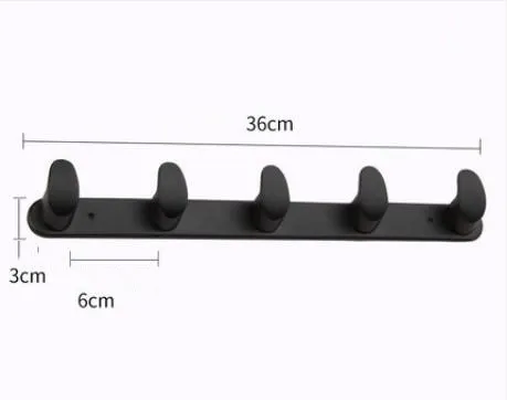 Ванная комната полированный золотой/черный/хром крючок для халата крючок для полотенец настенное крепление квадратное полотенце халат пальто шляпа дверная вешалка - Цвет: black 5 hooks