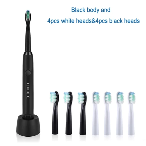 Sarmocare M100 электрическая ультра звуковая зубная щетка, звуковая зубная щетка es IPX7, водонепроницаемая сменная батарея, зубная щетка, зубные щетки - Цвет: black body and 8head